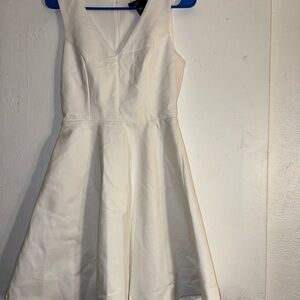 Lulu's White V-Neck Fit and Flare Mini Dress